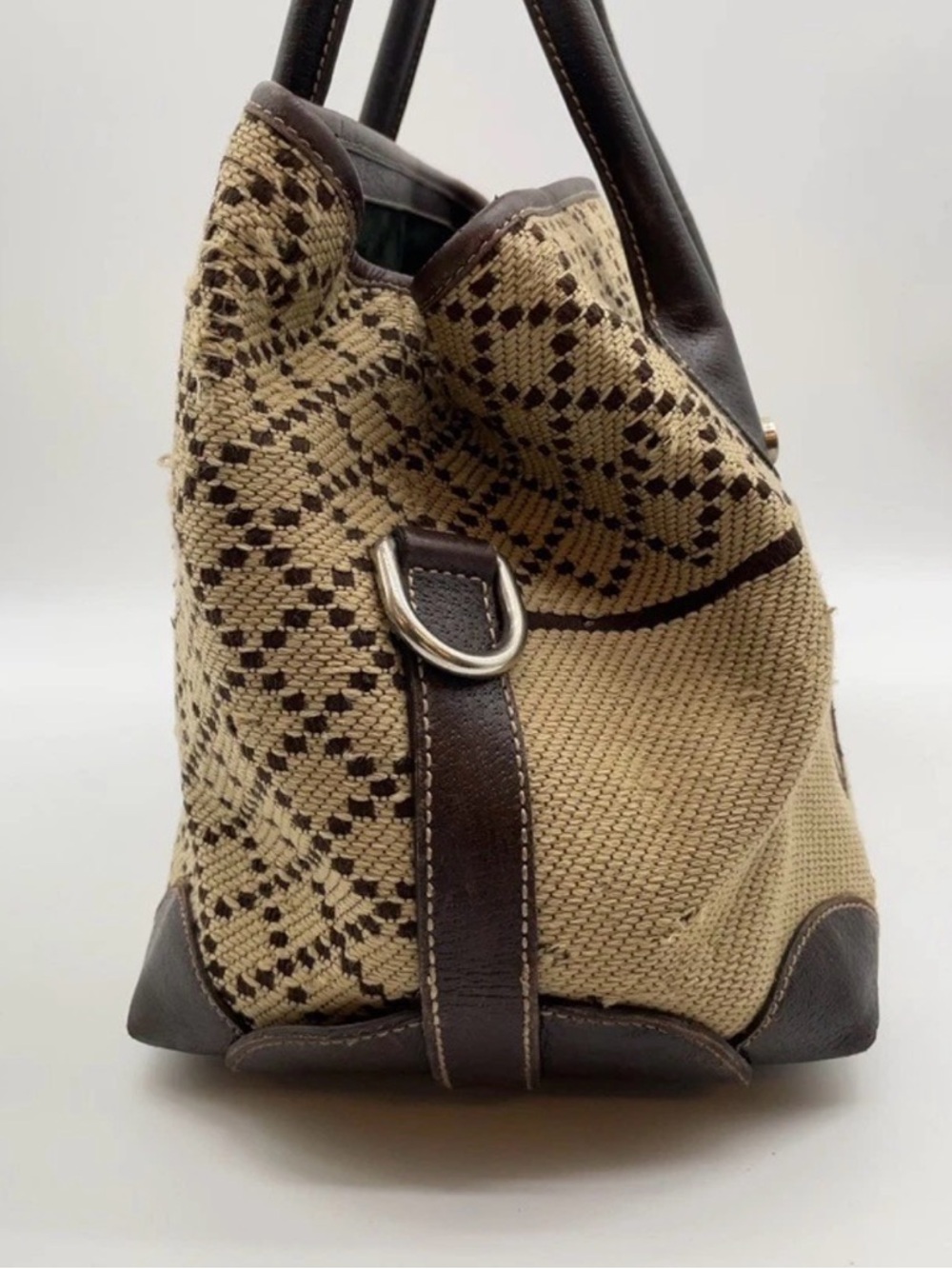 Authentic Gucci Diamante Canvas Crest Logo Tote Bag Brown Beige 181494 Italy - Picture 5 of 16